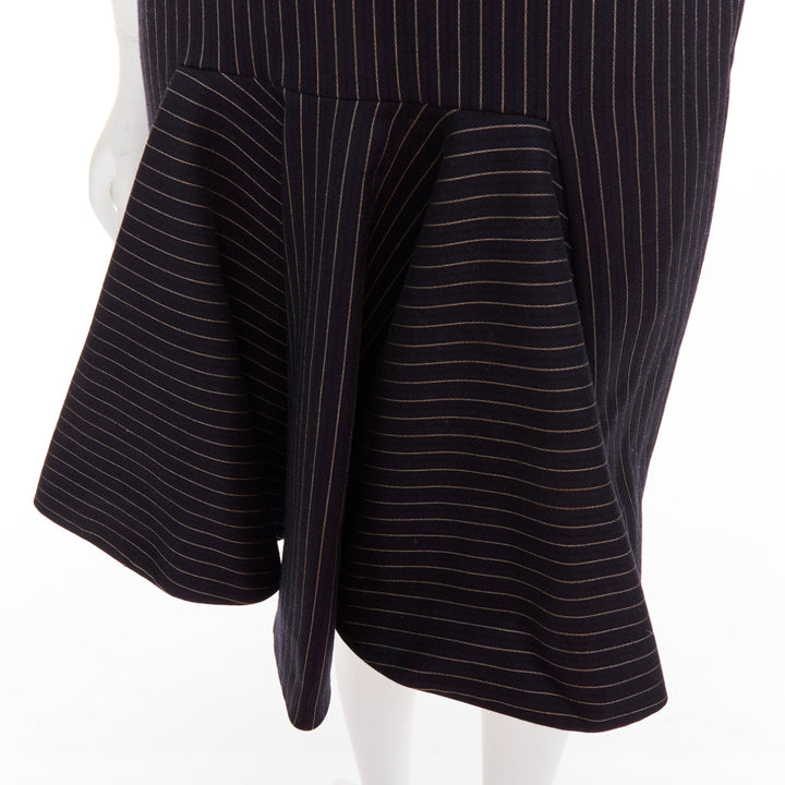 STELLA MCCARTNEY 2013 grey wool blend pinstripe structural pleated dress IT40 S