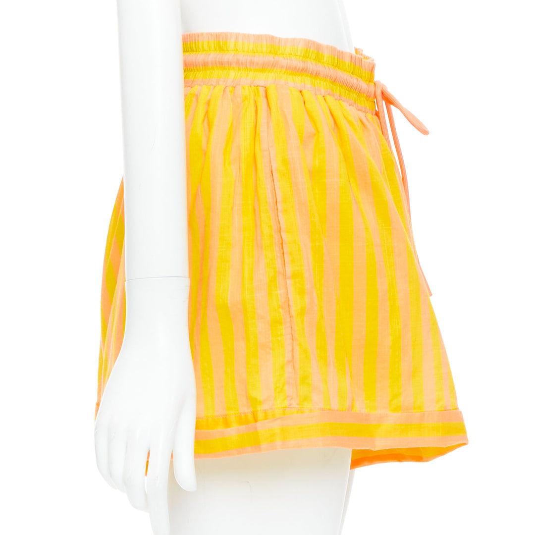 ZIMMERMANN yellow orange cotton voile striped logo boxer shorts US0 XS