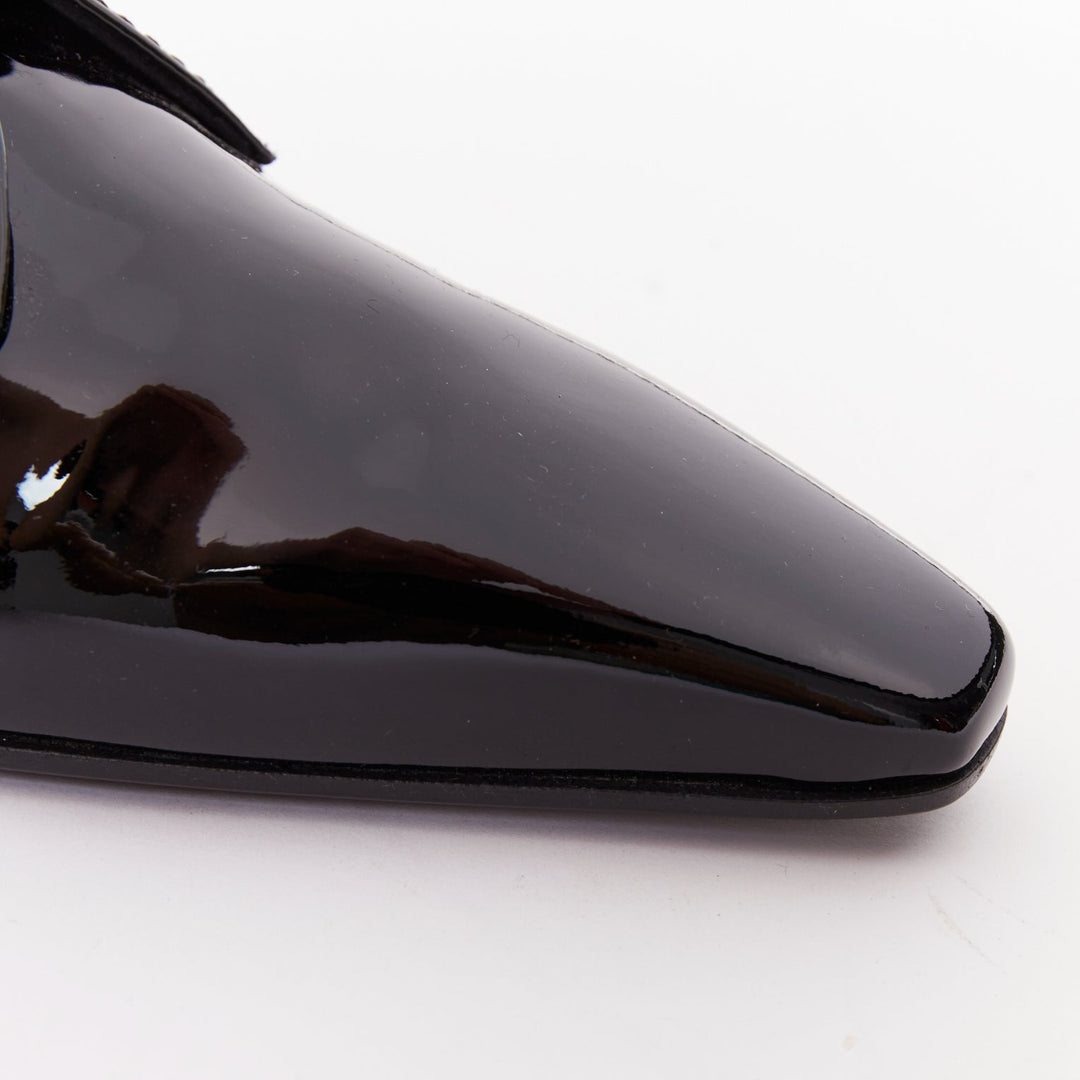 CHANEL 2018 Runway Forest Fairies black patent pointed square toe oxford EU37.5