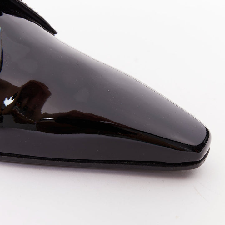 CHANEL 2018 Runway Forest Fairies black patent pointed square toe oxford EU37.5