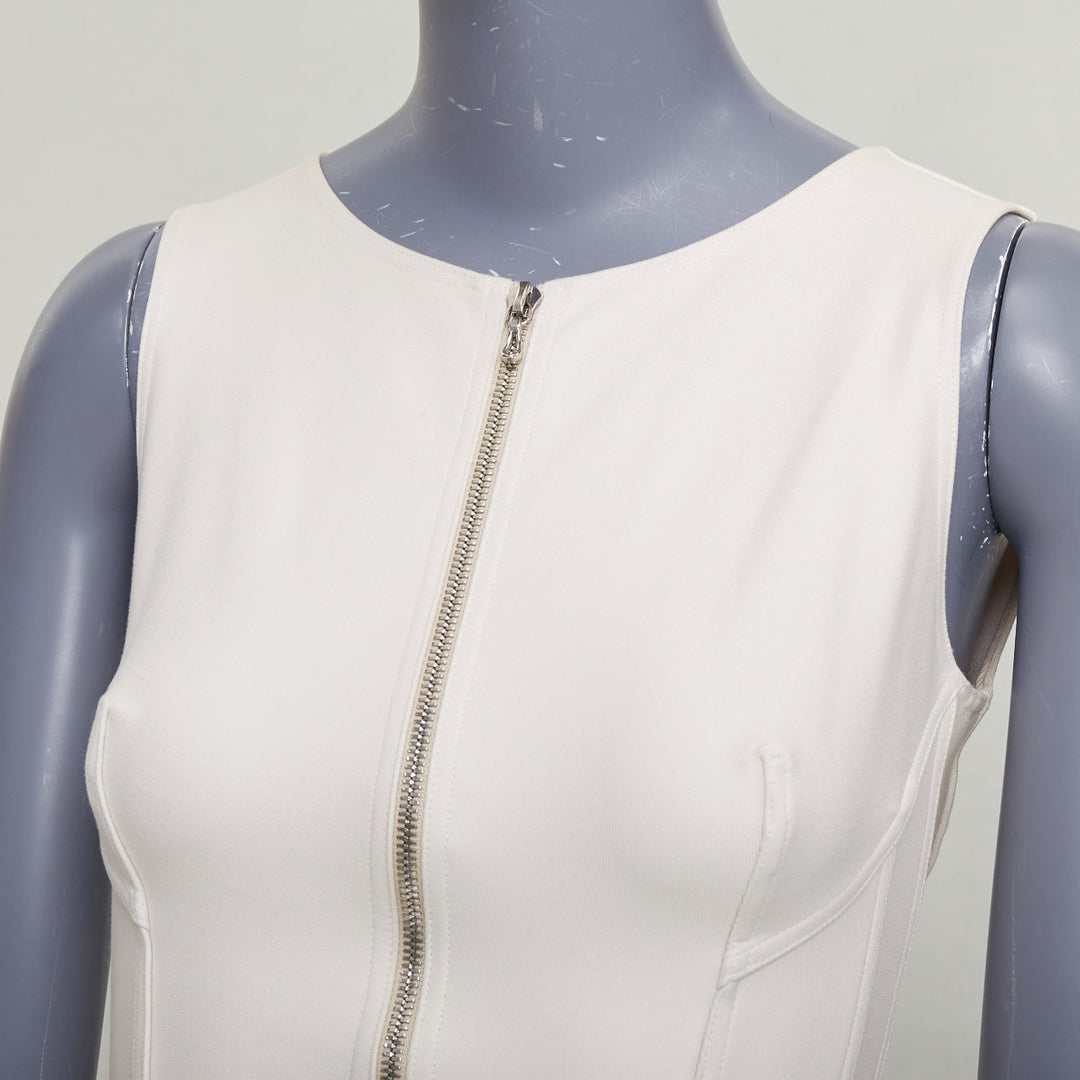 ALAIA ivory cotton 2 way zip front boned  bubble tulip dress FR36 S
