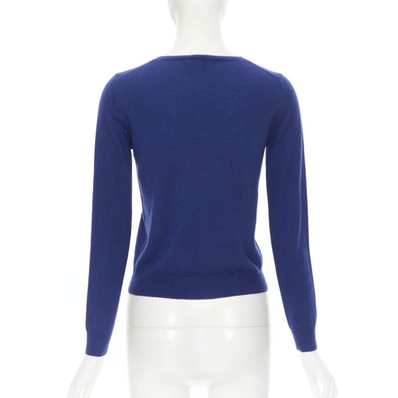 Female mannequin wearing Joseph Cashmere cardigan Blue 100% Cashmere Women Sweater in Size  XS | Available at JHROP