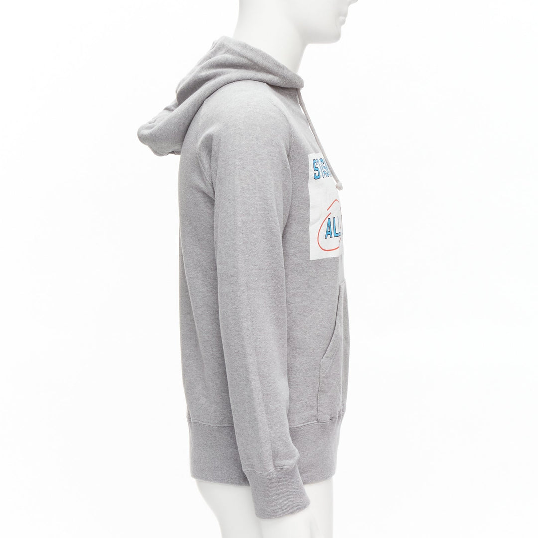 SACAI 2018 Stasis grey cotton slogan print hoodie sweatshirt JP1 S