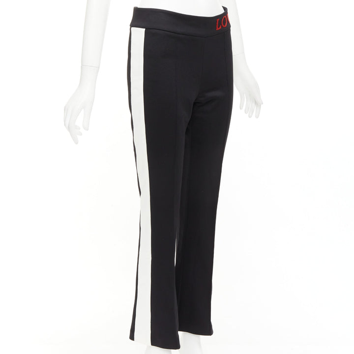 GUCCI LOVED red embroidered black white cropped flare trousers S