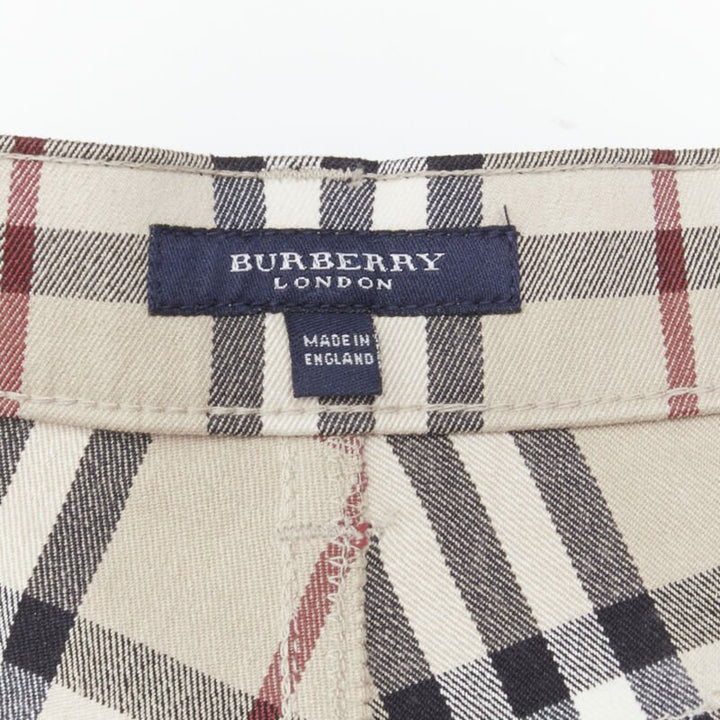 BURBERRY London House Check signature check beige mini shorts UK6 XS