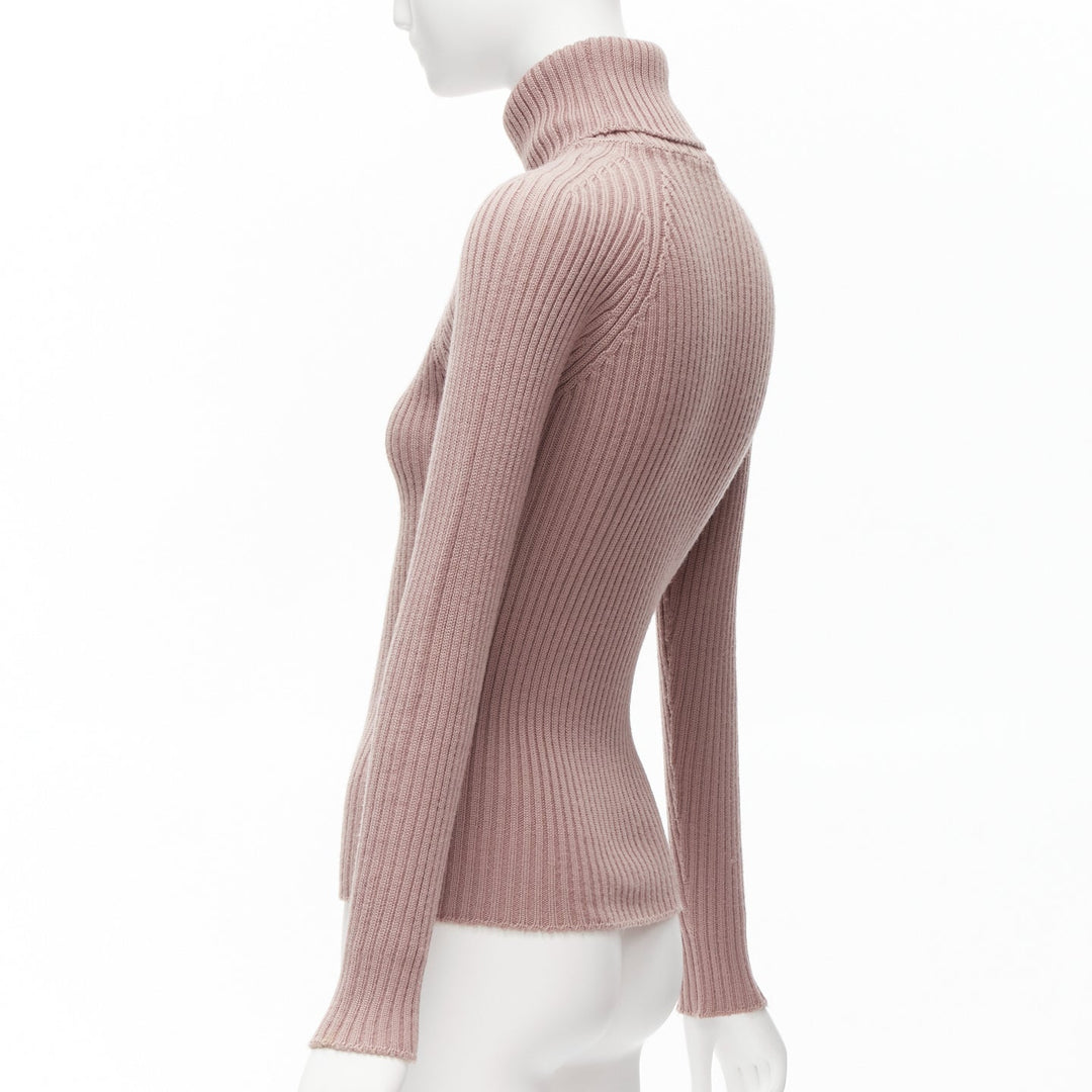 DOLCE GABBANA mauve pink raglan ribbed turtleneck sweater top IT42 M