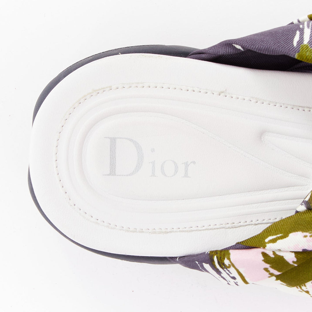 CHRISTIAN DIOR Raf Simons 2015 Brooklyn pink green scarf gladiator sandals EU38