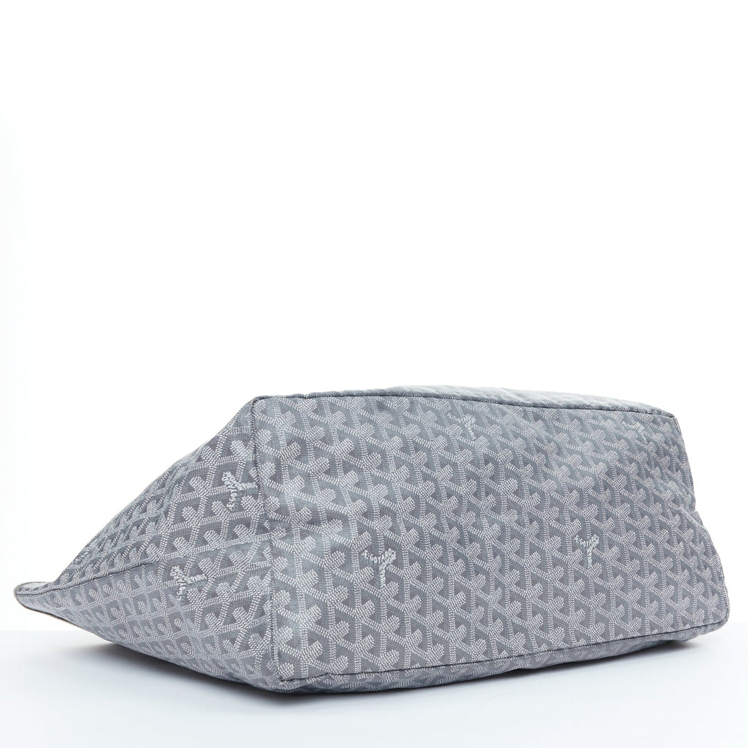 GOYARD Saint Louis GM grey Goyardine canvas chevron open top shoulder tote bag