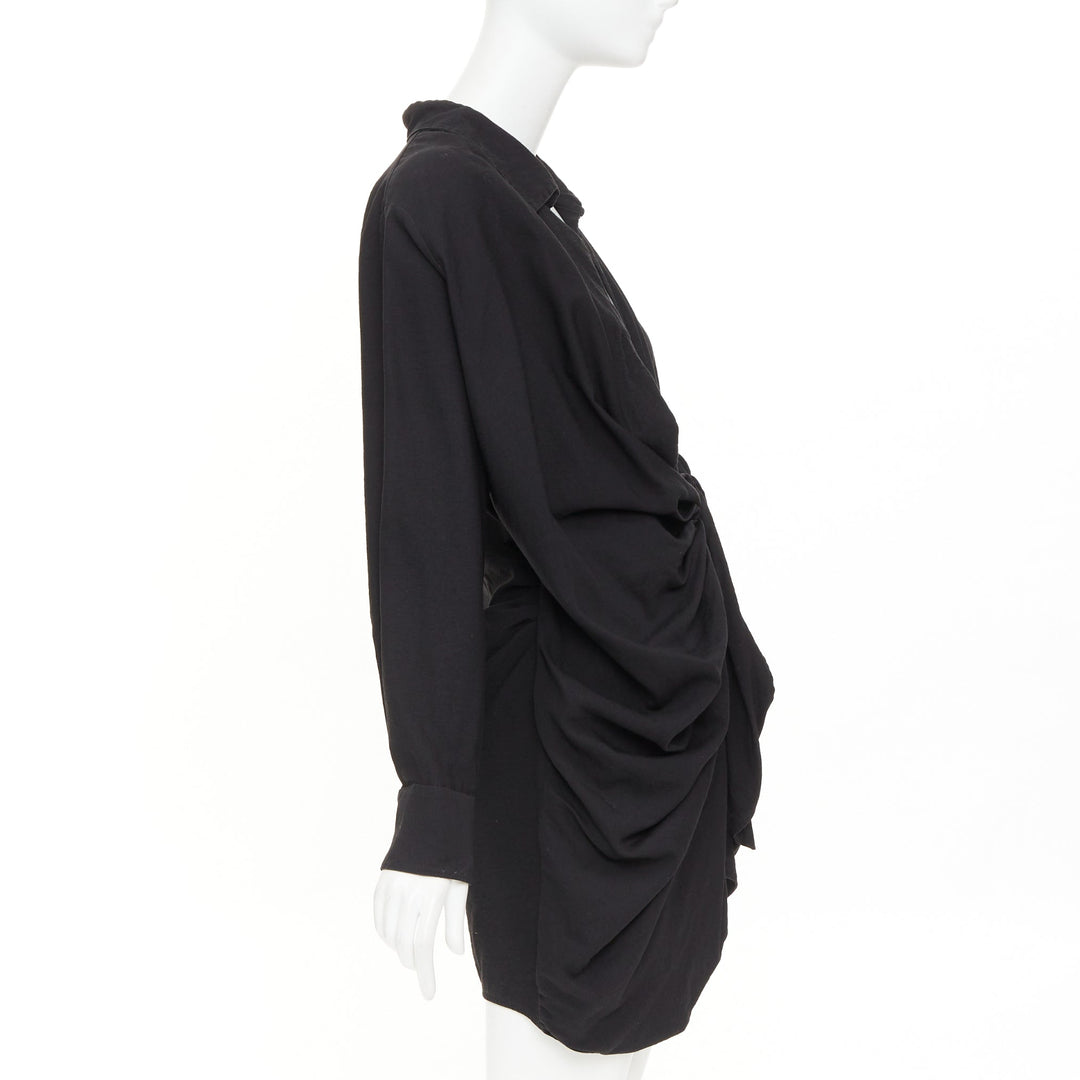 JACQUEMUS Le Splash La Robe Bahia black plunge asymmetric drape dress FR38 M
