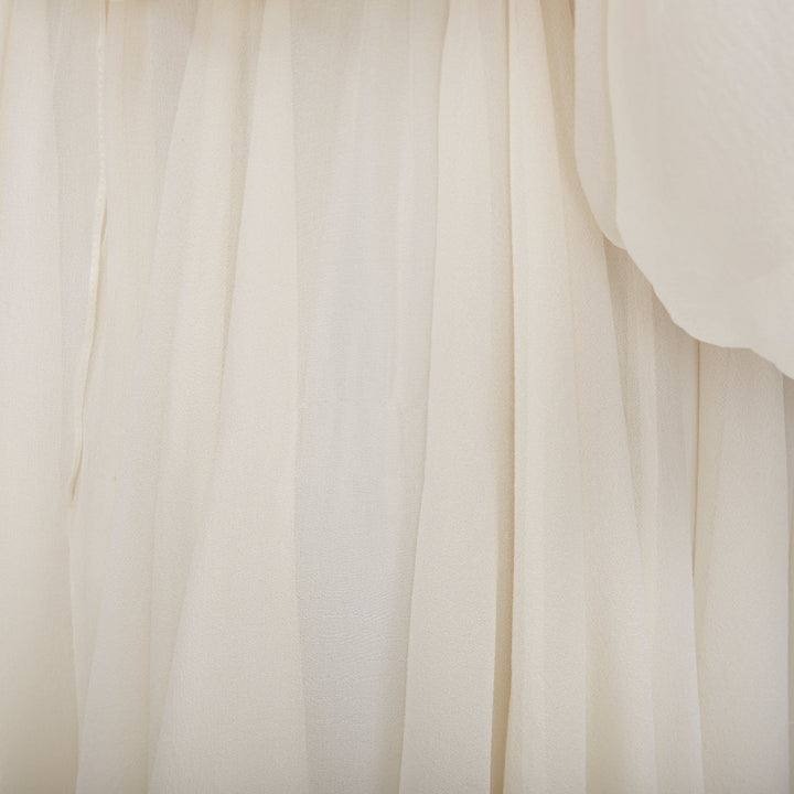 MARCHESA 2012 Runway ivory silk gold beads embellished off shoulder dress US4 S