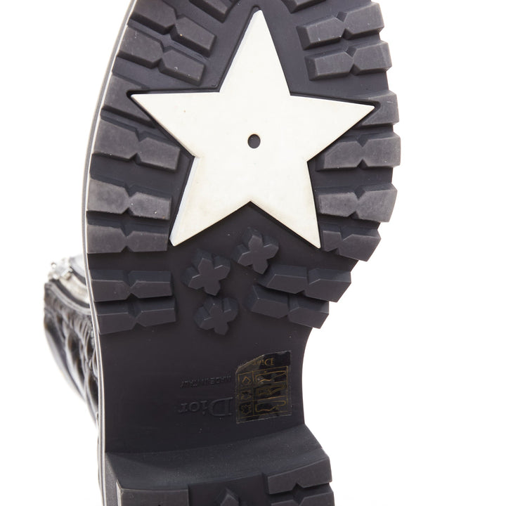 CHRISTIAN DIOR D-Leader black cannage quilted combat boots EU38