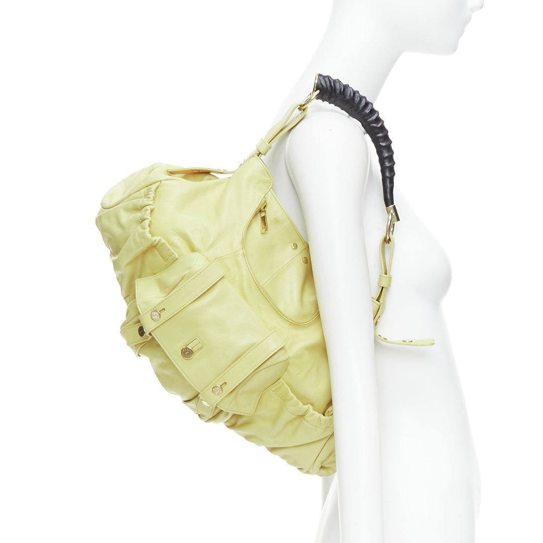 YVES SAINT LAURENT Mombasa butter yellow black horn shoulder bag