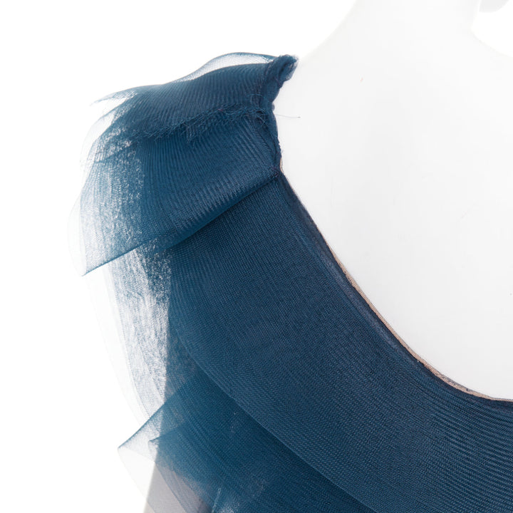 rare ALEXANDRE VAUTHIER COUTURE SS2014 Runway teal blue tulle ruffle mini