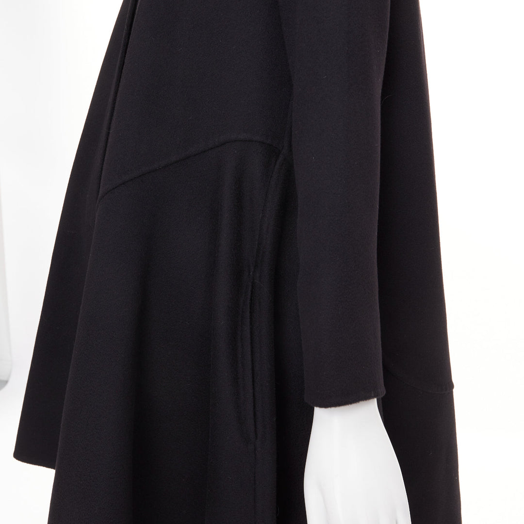 DIOR black  lightweight double faced 100% cashmere flared hem coat FR34 XS
