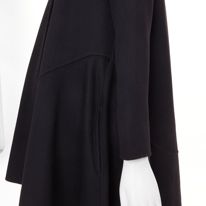 DIOR black  lightweight double faced 100% cashmere flared hem coat FR34 XS