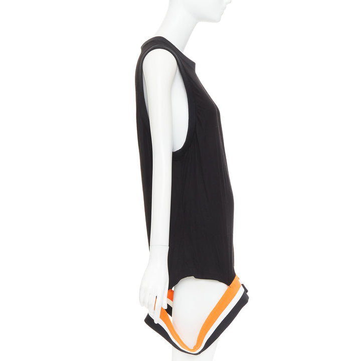 GIVENCHY Podium Robe 2014  black orange semidetached ribbed hem tunic tank top M