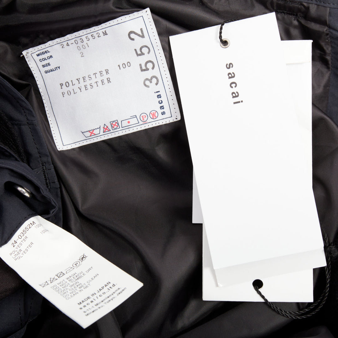 SACAI 2024 black nylon belted pocketed strapped cargo pocket pants JP2 M