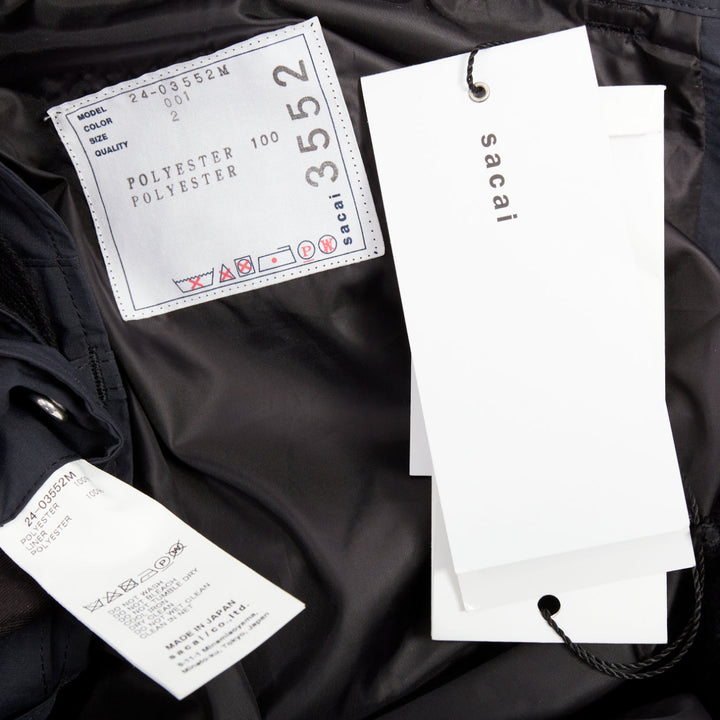 SACAI 2024 black nylon belted pocketed strapped cargo pocket pants JP2 M