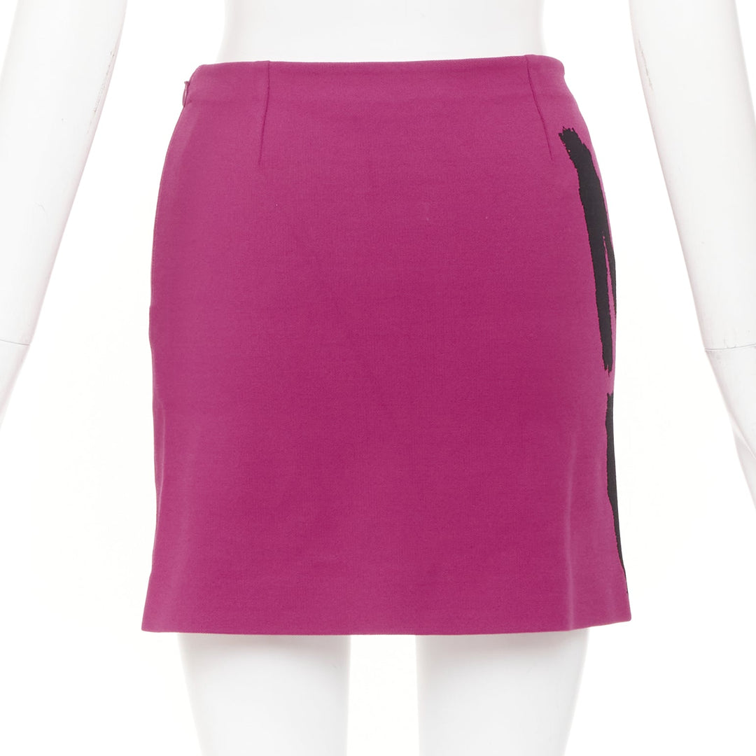 DIOR 2024 Miss Dior fuchsia pink black graffiti paint logo  mini skirt FR34 XS