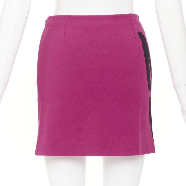 DIOR 2024 Miss Dior fuchsia pink black graffiti paint logo  mini skirt FR34 XS