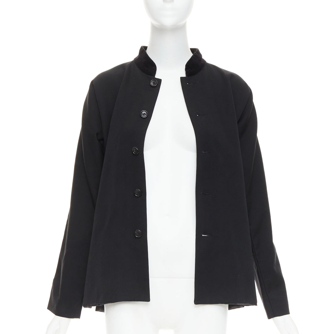COMME DES GARCONS TRICOT 1998 Vintage black wool velvet mandarin collar jacket