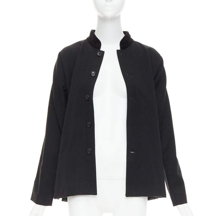 COMME DES GARCONS TRICOT 1998 Vintage black wool velvet mandarin collar jacket