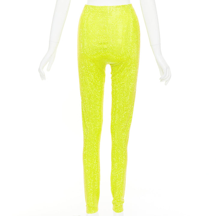 ALEXANDRE VAUTHIER AW2023 neon yellow strass crystal embellished legging pants