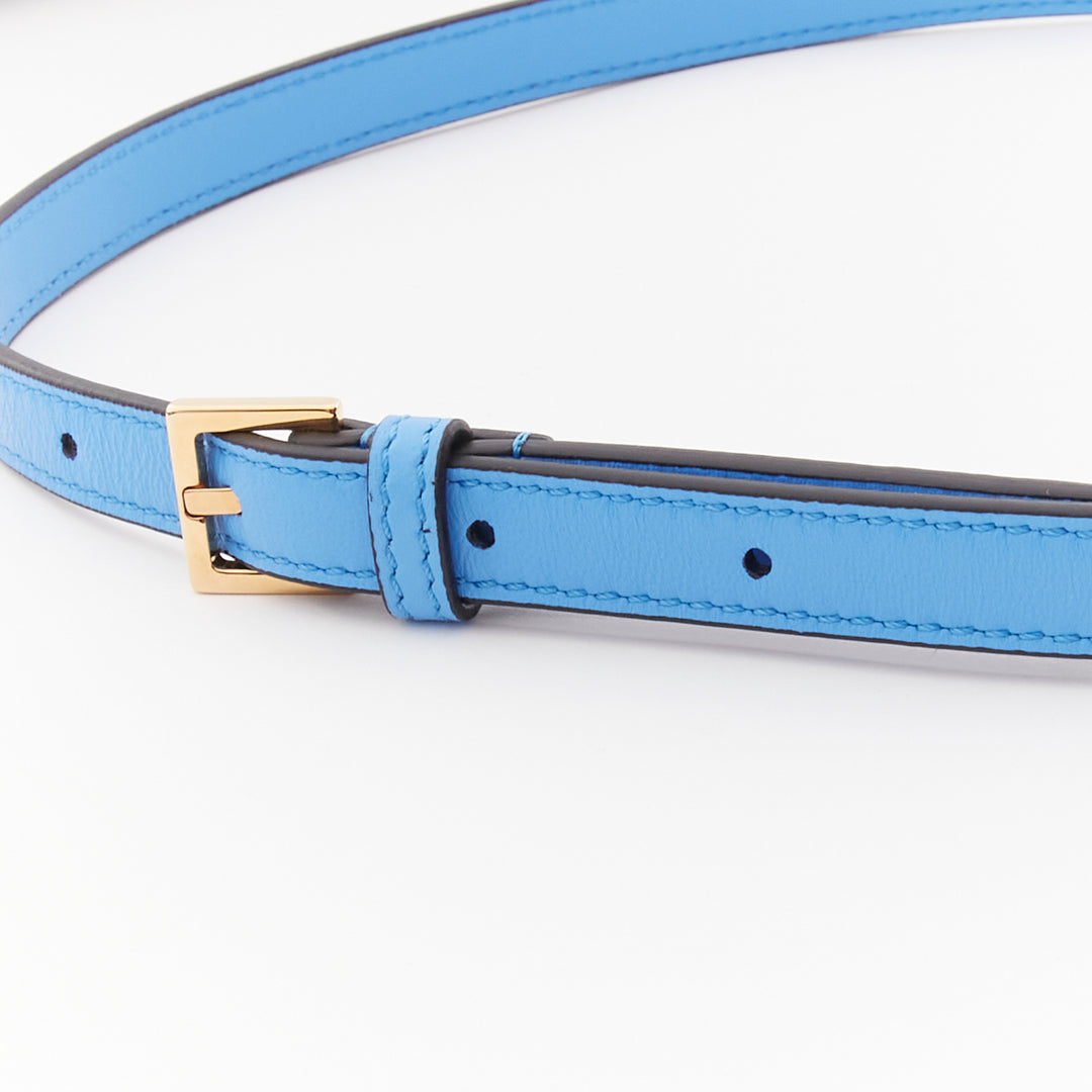 VERSACE blue lambskin leather quilted gold Medusa chain crossbody bag Small