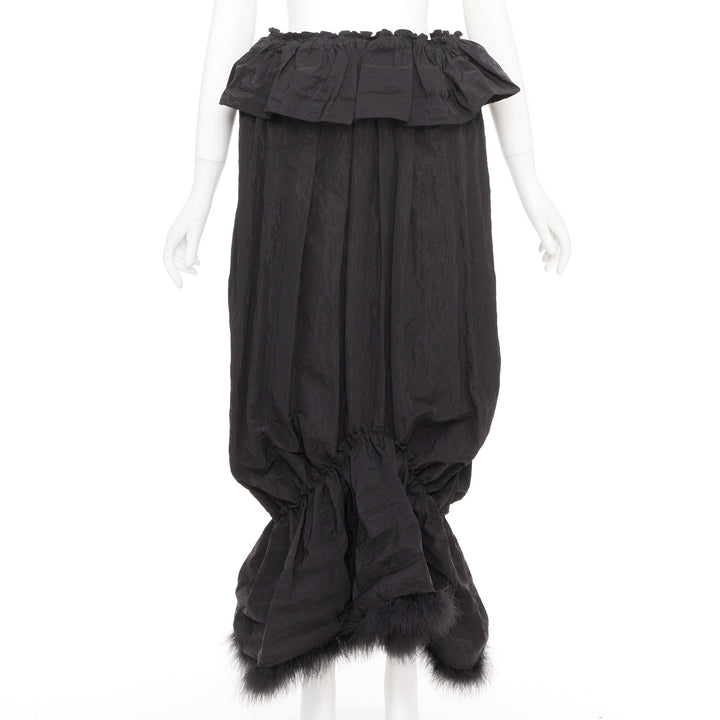SIMONE ROCHA black cloque paperbag taffeta bubble turkey feather midi skirt UK6