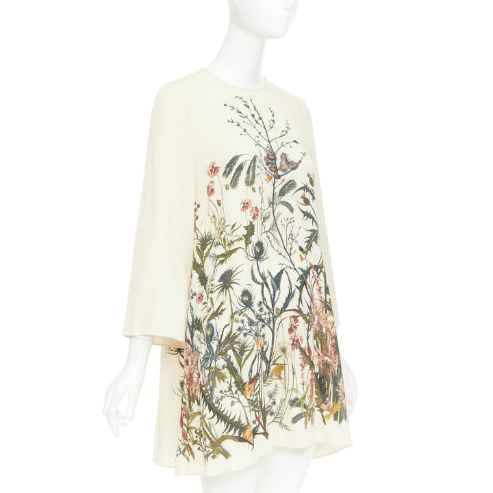CHRISTIAN DIOR 2020 Jardin Champetre Sauvage cream silk floral dress FR34 XS