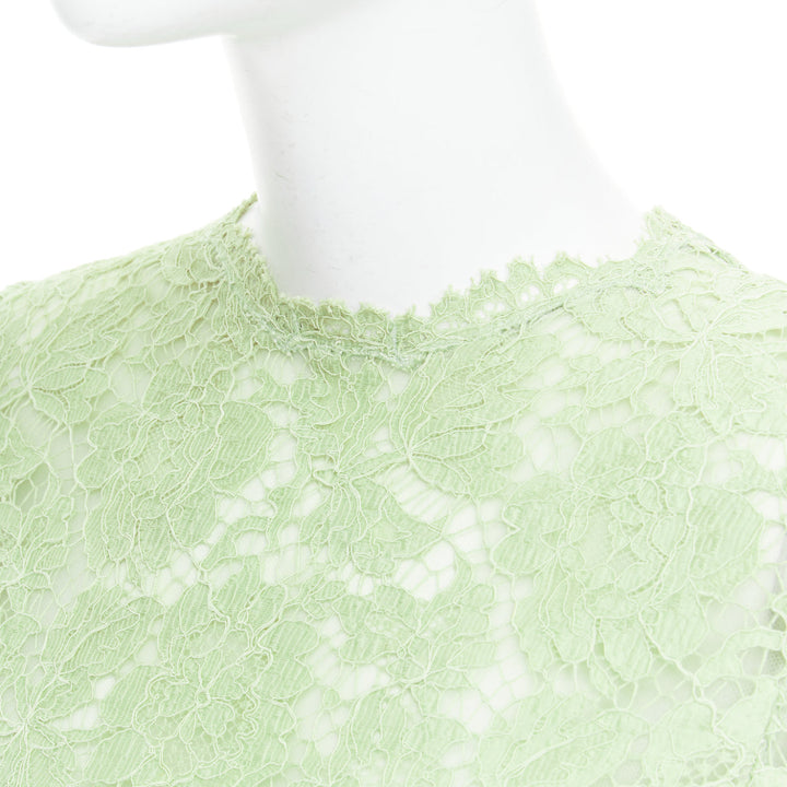 VALENTINO light green cotton blend lace bodice A line dress IT38 XS