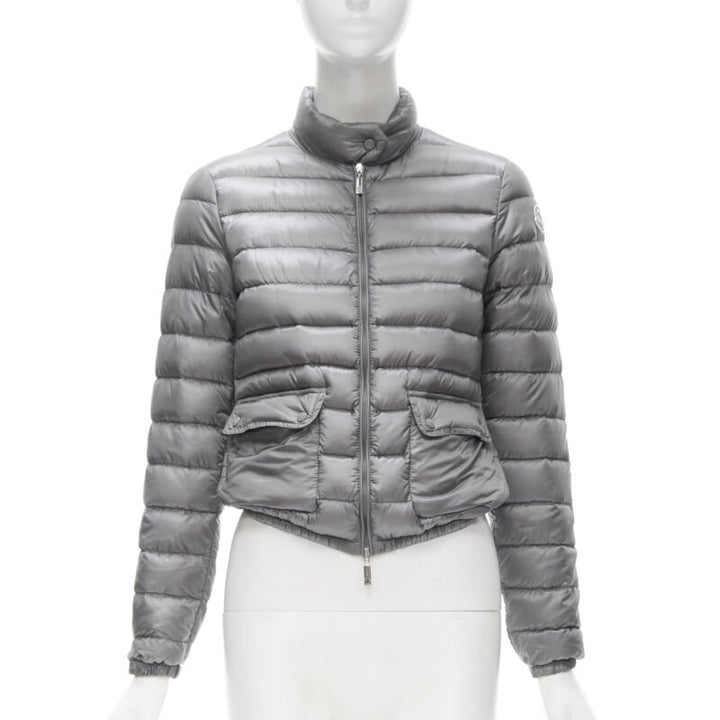 MONCLER Lans Giubbotto grey down feather padded puffer jacket US0 XS