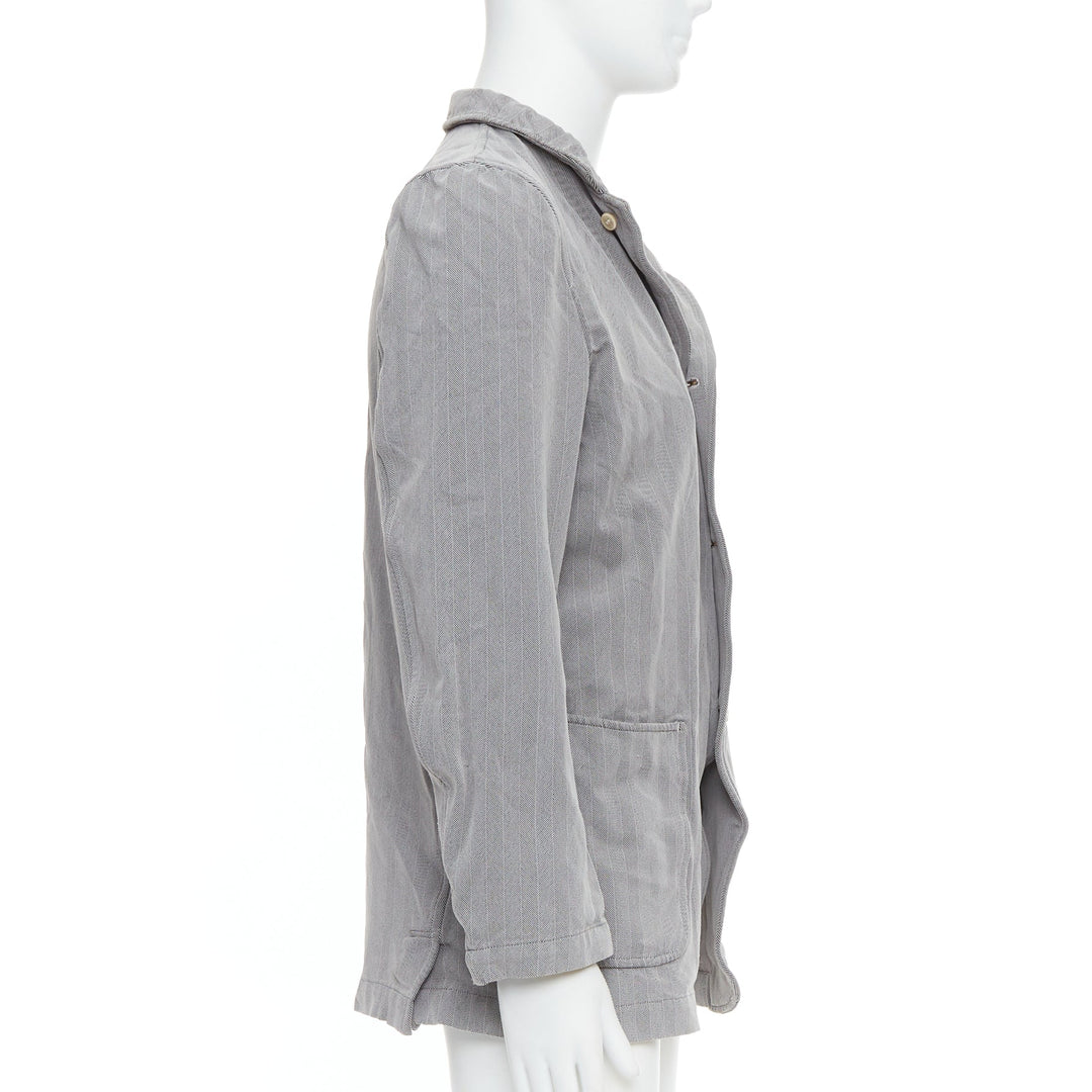 Male mannequin wearing Comme Des Garcons HOMME PLUS 1999 Grey Polyester Men Blazers in Size  M | Available at JHROP