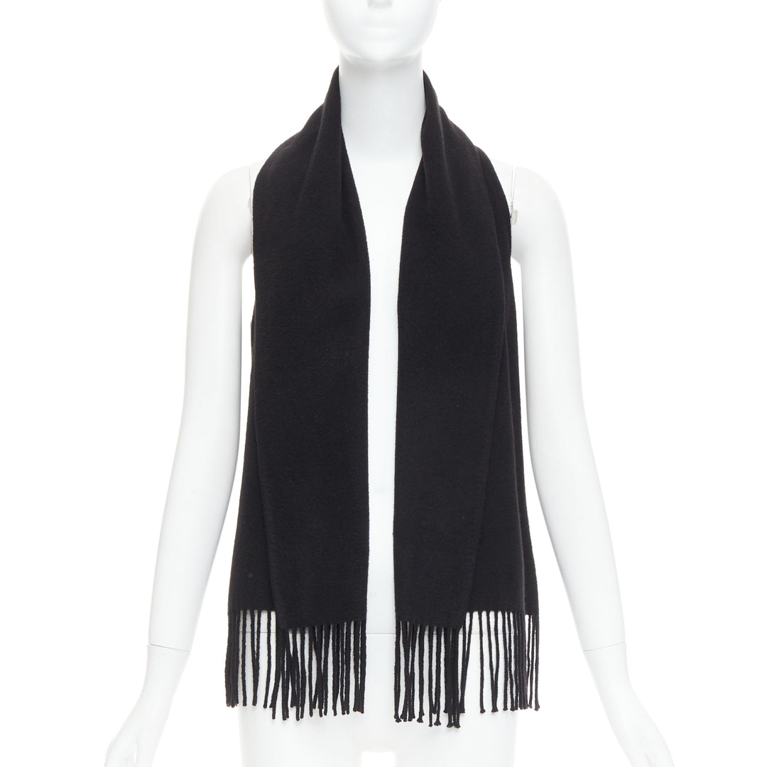 HERMES Gaultier Vintage cashmere black leather back scarf design vest FR38 M