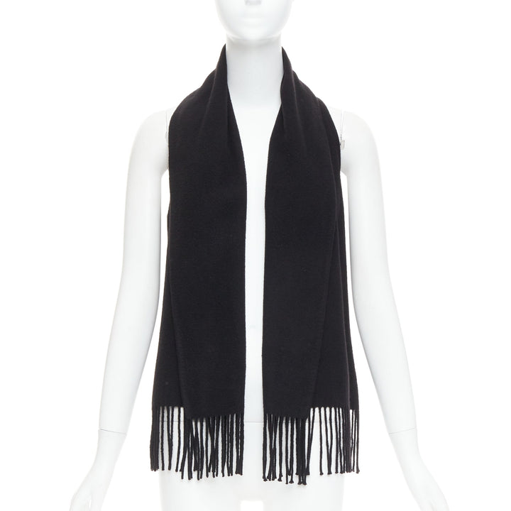 HERMES Gaultier Vintage cashmere black leather back scarf design vest FR38 M
