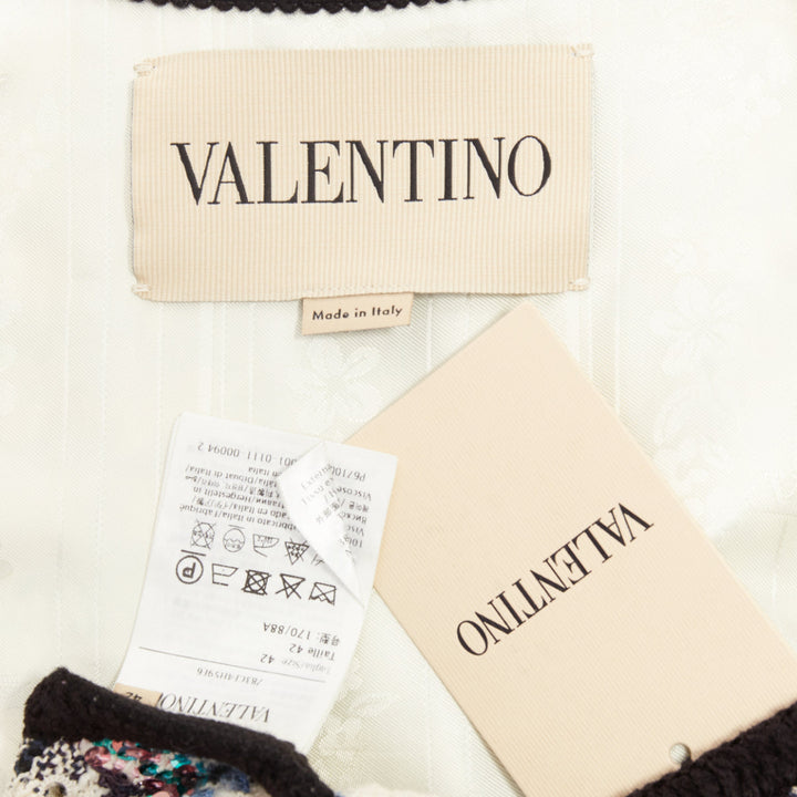 VALENTINO 2024 Mossi cream blue rose multicolour sequin tweed gilet vest  IT42 M