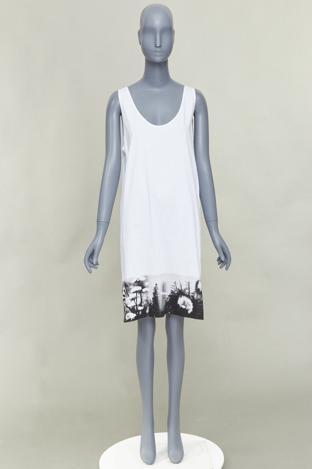 PRADA 2022 white cotton landscape print hem scoop tank dress XS