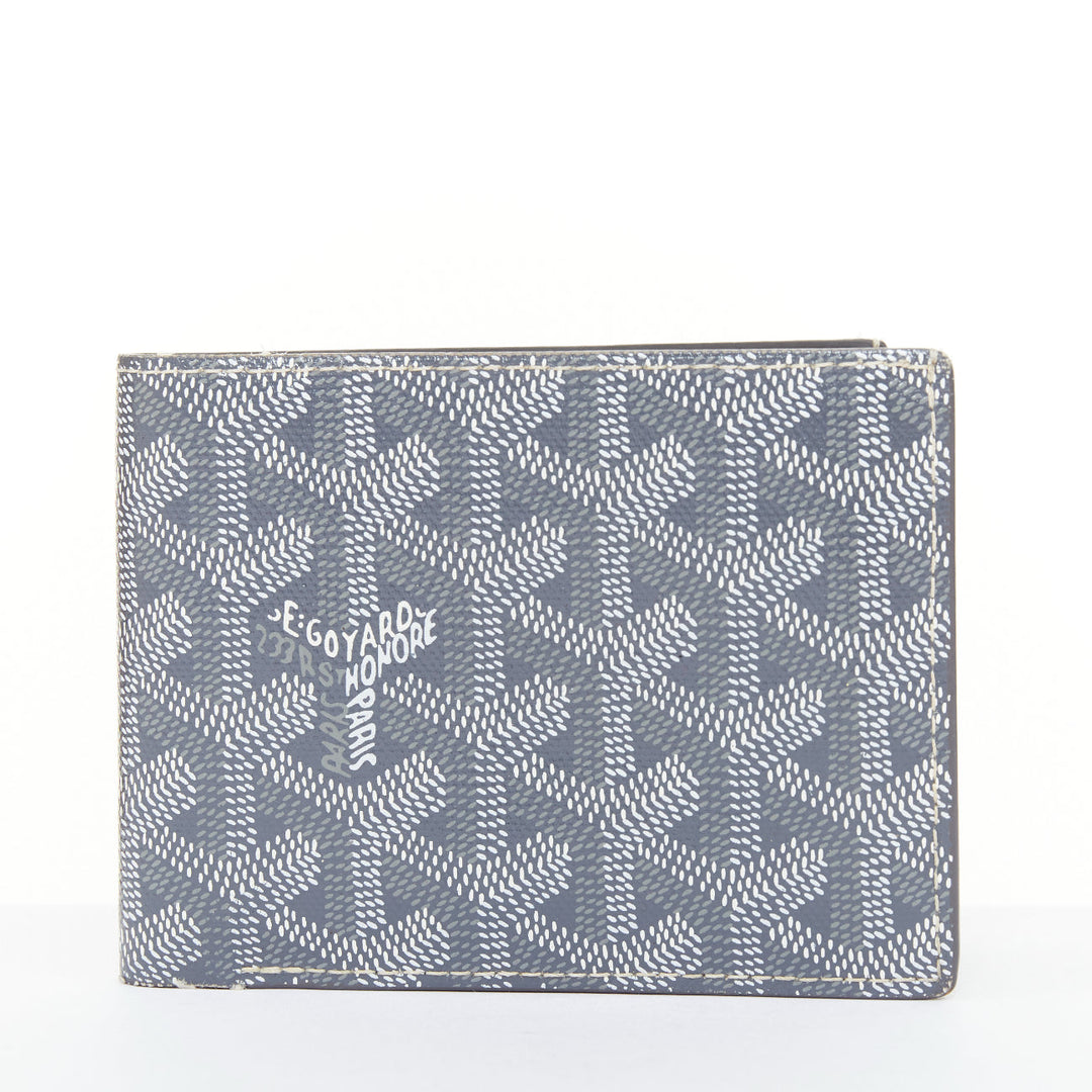 GOYARD Victoire grey Goyardine coated canvas monogram bifold credit card wallet