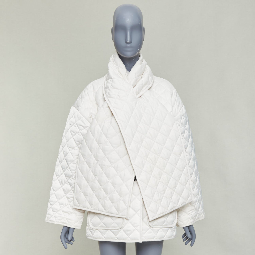 TOTEME Quilted Scarf off white diamond quilt pocketed jacket coat FR32 XXS