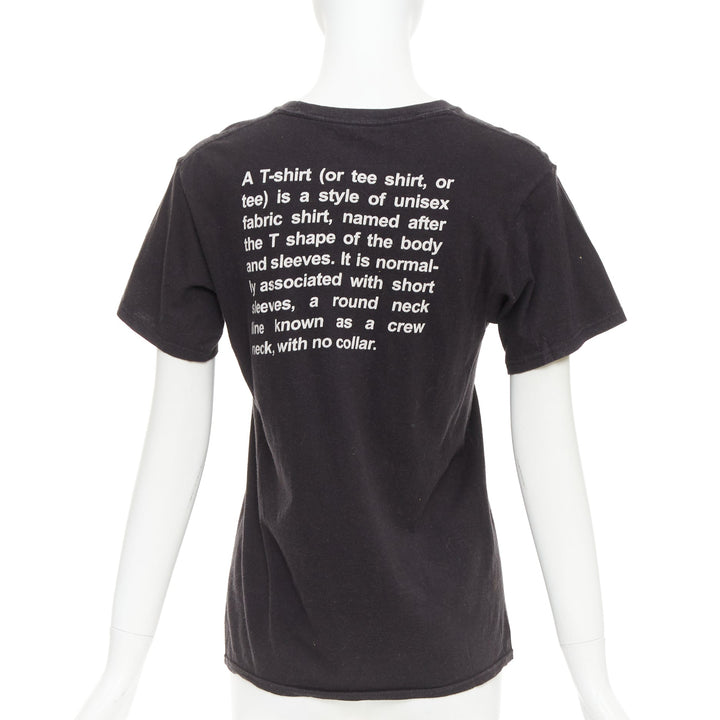 VETEMENTS 2017 black cotton white fonts explanation crew neck T-shirt