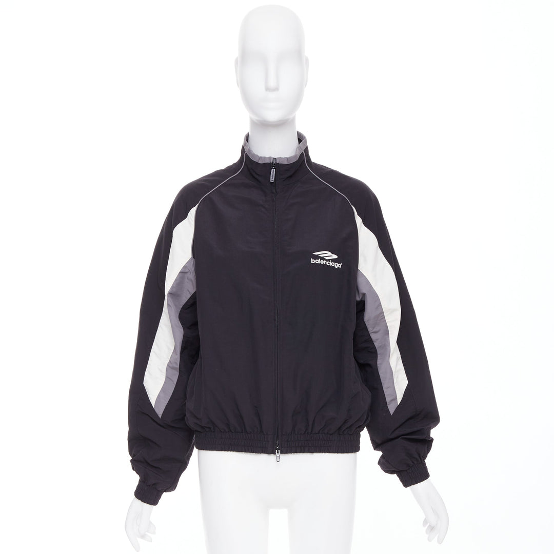 BALENCIAGA 2023 3B black grey white sports oversized track jacket S