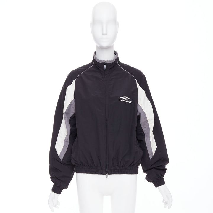 BALENCIAGA 2023 3B black grey white sports oversized track jacket S