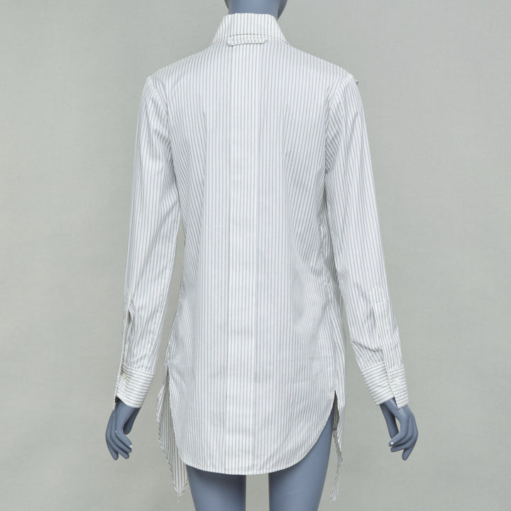VALERY KOVALSKA striped cotton asymmetric crossover layer tuxedo shirt XS