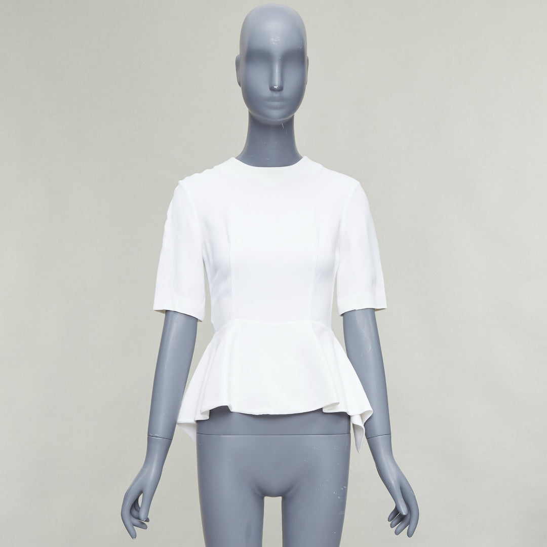 MIU MIU 2013 cream acetate blend peplum half sleeve top IT38 XS