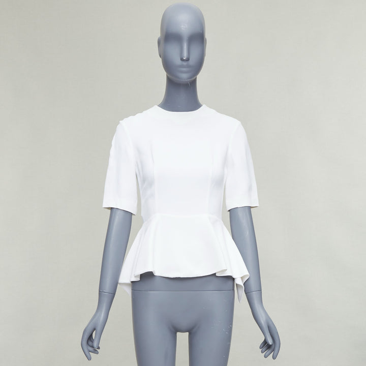 MIU MIU 2013 cream acetate blend peplum half sleeve top IT38 XS
