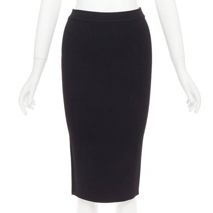 OSCAR DE LA RENTA P16 black lattice cut out side high waisted pencil skirt XS