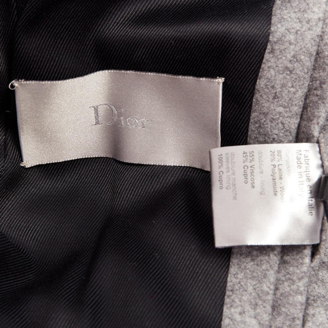 DIOR HOMME grey speckled wool blend felt double breasted epaulet coat FR38 M