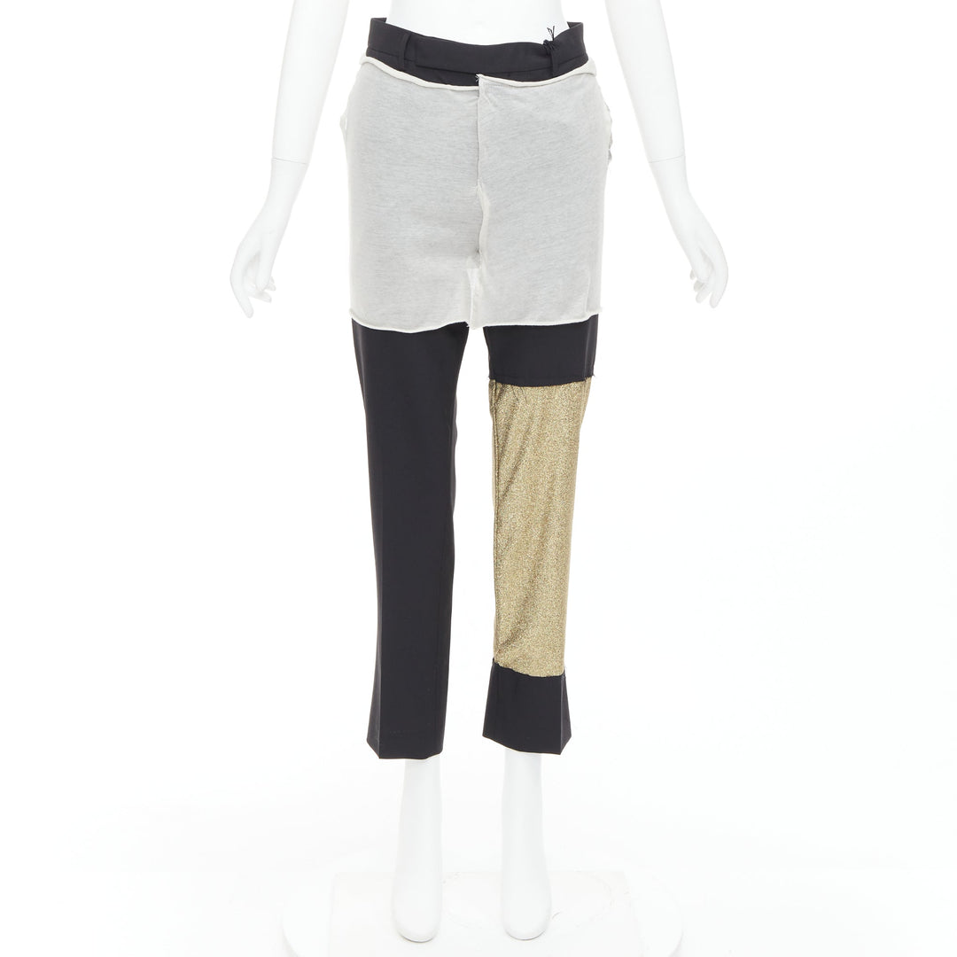 rare RICK OWENS JOYCE 50th Limited Edition gold grey patchwork pants IT38 XS