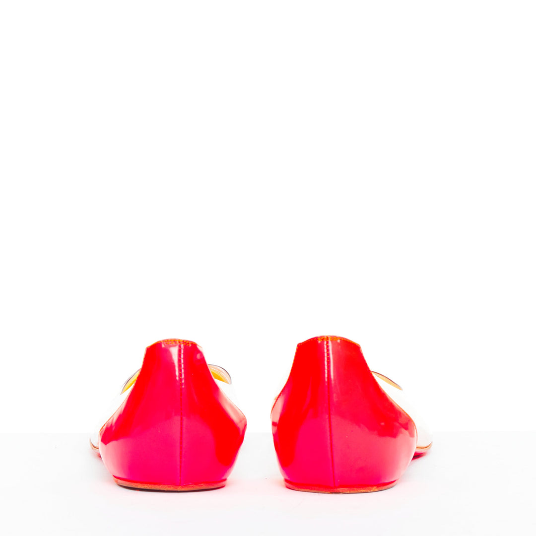 CHRISTIAN LOUBOUTIN 2013 Corbeau Flat Ayers Specchio neon ballet shoes