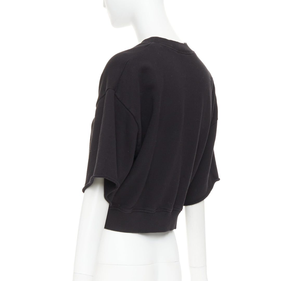 SAINT LAURENT 2016 black cotton vintage logo cropped boxy sweatshirt XS